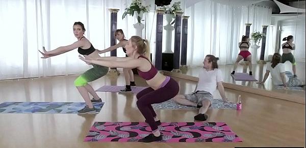  Yoga perv fucked two naughty teen BFFs during  workout